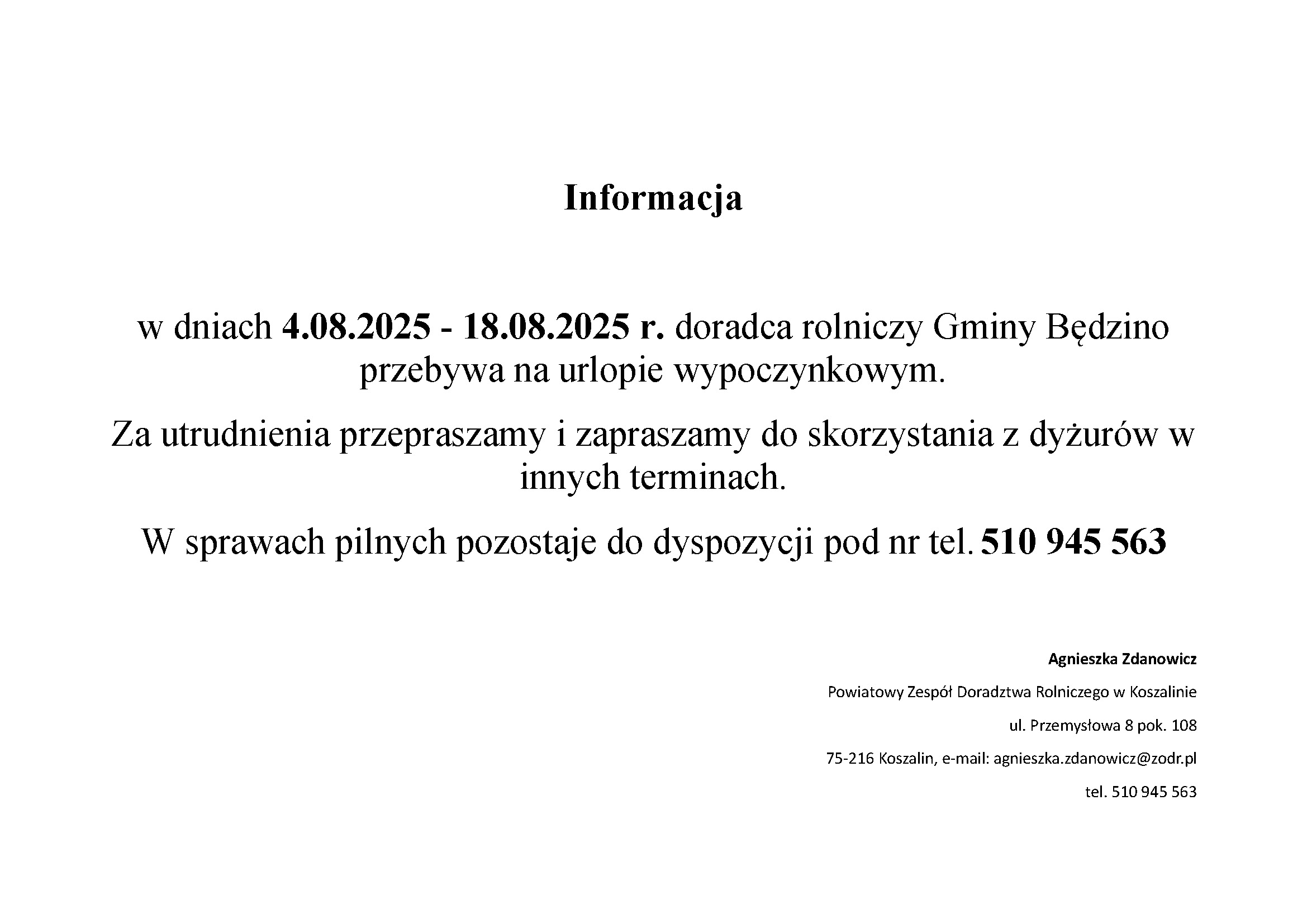 Informacja dla rolników