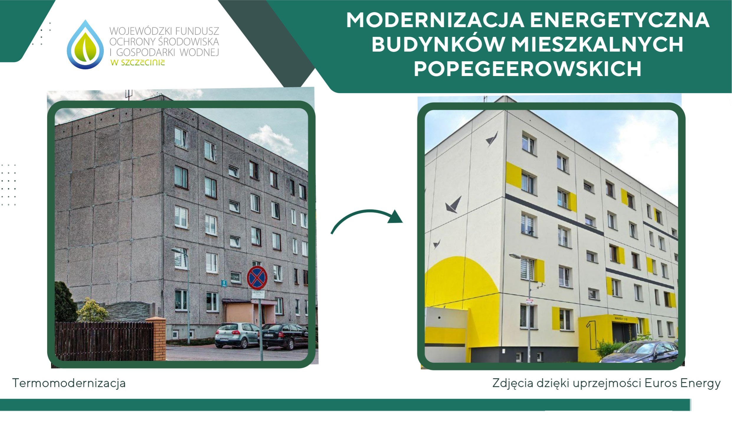 Przed i po: Modernizacja energetyczna budynku PGR. Ulepszona elewacja budynku.