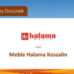 Mebla Halama Koszalin sponsorem Dożynki Gminne 2025. Logo i tekst.