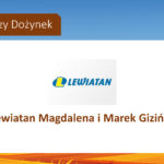 Logo Lewiatana i podziękowania dla sponsora Dożynek Gminnych 2025. Magdalena i Marek Gizińscy.