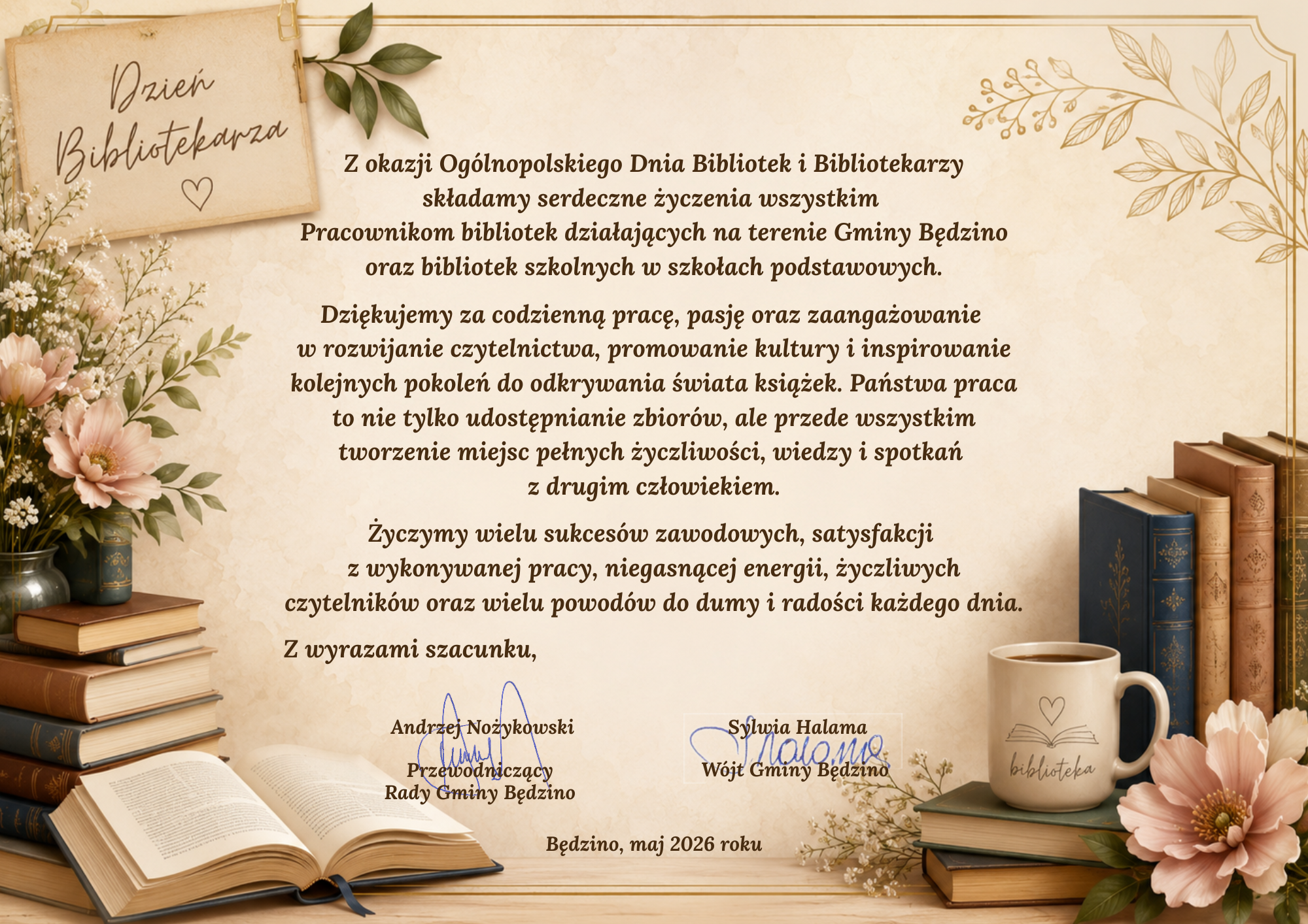 życzenia z okazji Dnia Bibliotekazra